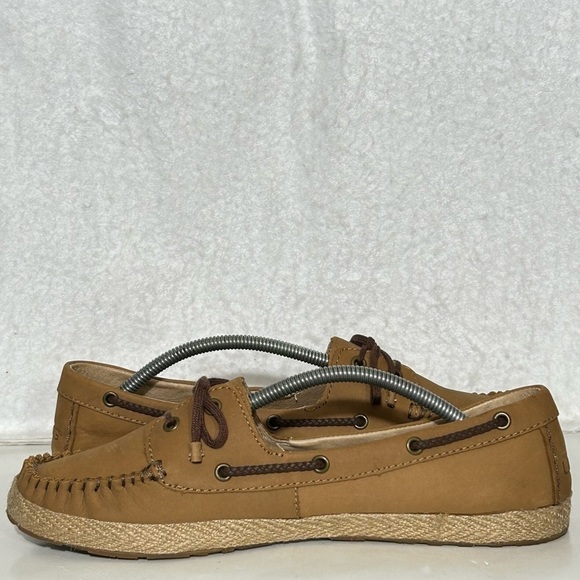 Ugg Womens Tan Nubuck Leather Moccasin Espadrille Slip On Tylin Shoes SZ US 10 - Picture 8 of 12